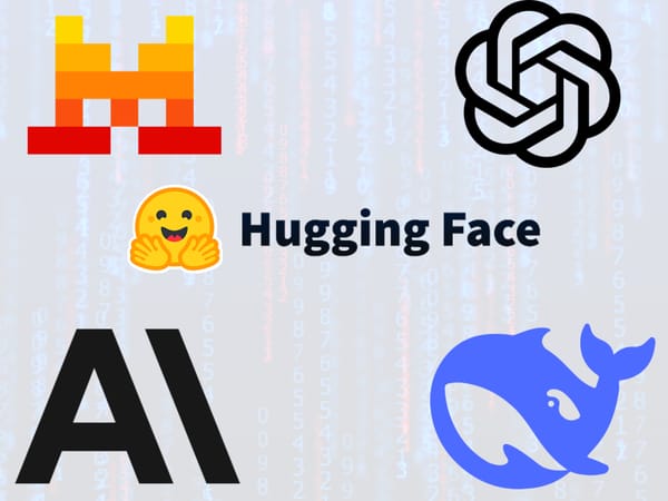 Logos for various AI vendors, with HuggingFace in the middle.